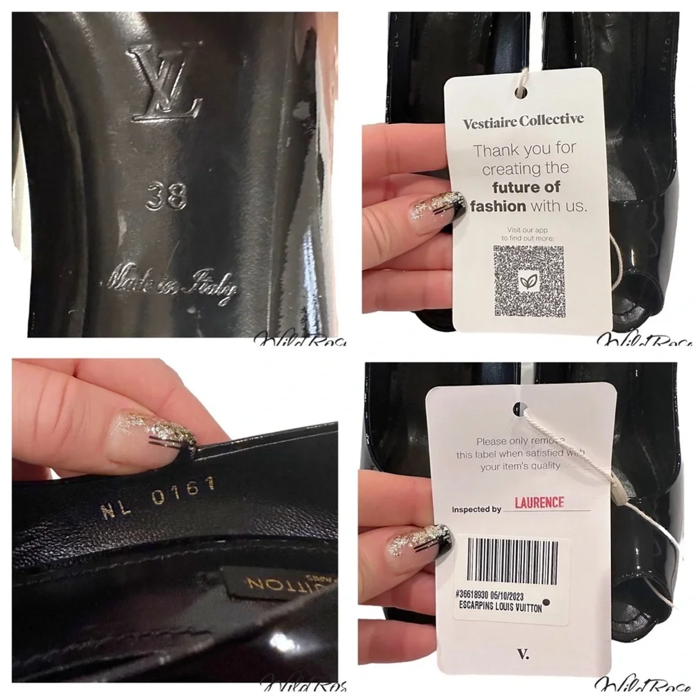 LOUIS VUITTON LV Gold Padlock Black Patent Oh Really Platform Peep Toe Pumps 38 - Picture 15 of 17